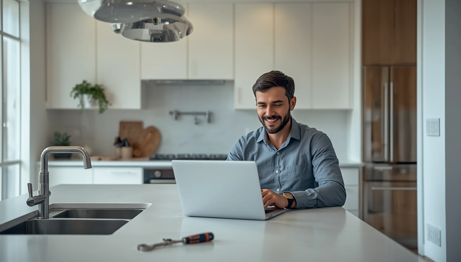 Homeowner exploring practical plumbing and electrical guides in the Fixlyo Knowledge Hub.